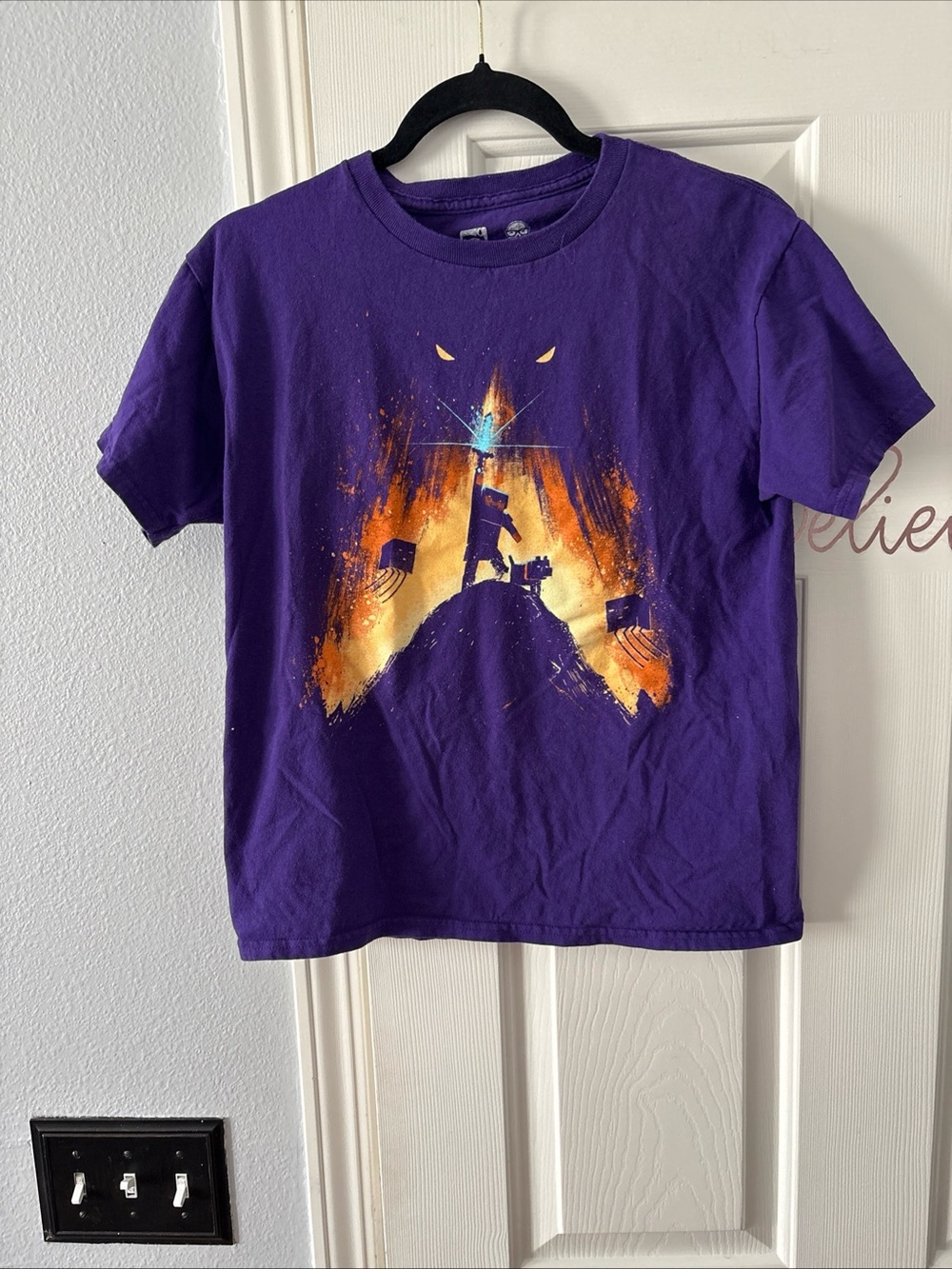 Mohan Jinx Minecraft Purple  Cotton Kids Graphic Tee Boys Size YL 14/16